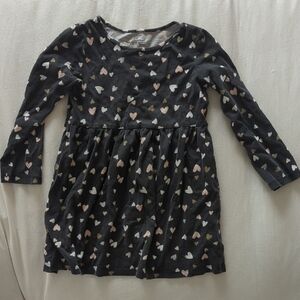 Gray Long Sleeve Crew Neck Casual Sundress